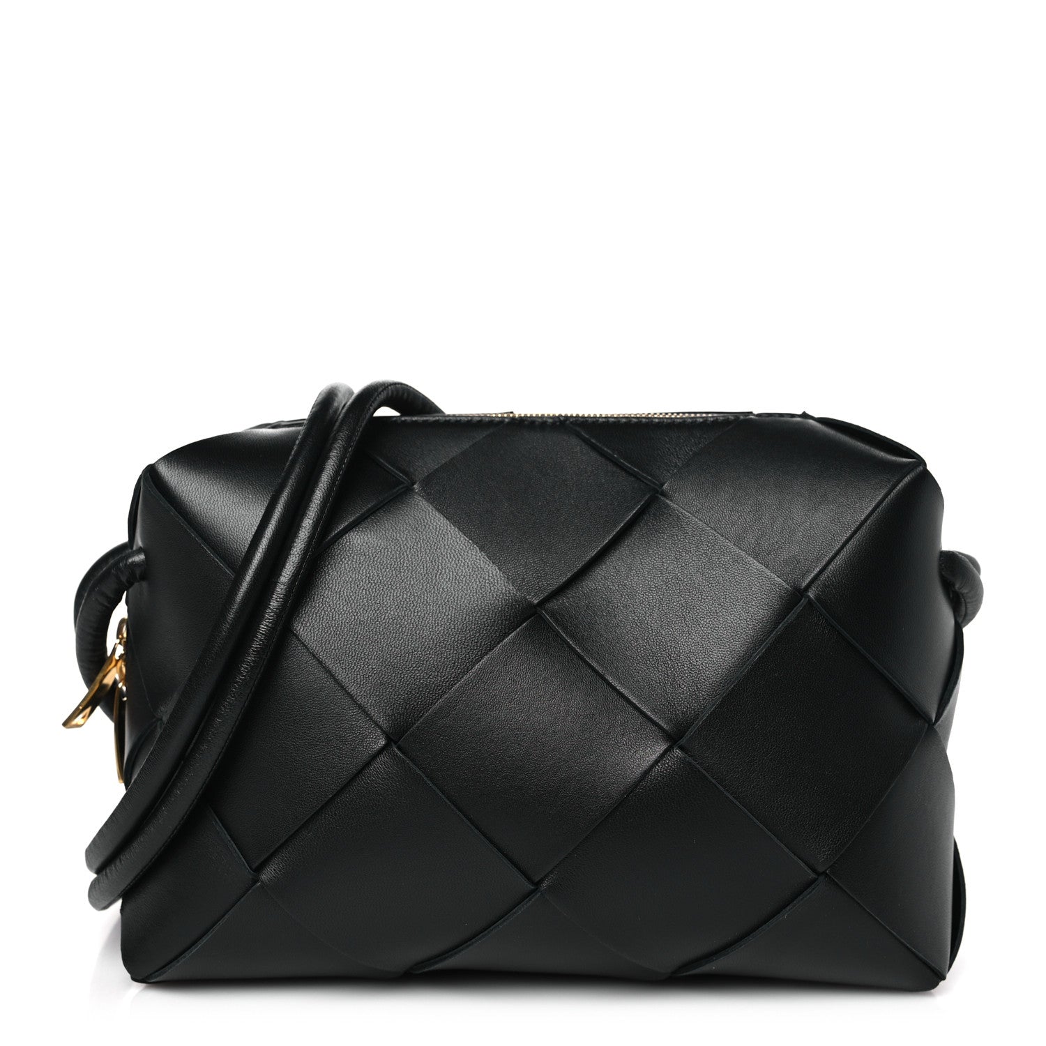 Bottega Veneta Lambskin Maxi Intrecciato Small Cassette Camera Bag Black 1 of 9