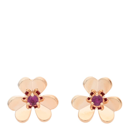 Van Cleef & Arpels 18K Rose Gold Ruby Mini Frivole Earrings 1 of 5