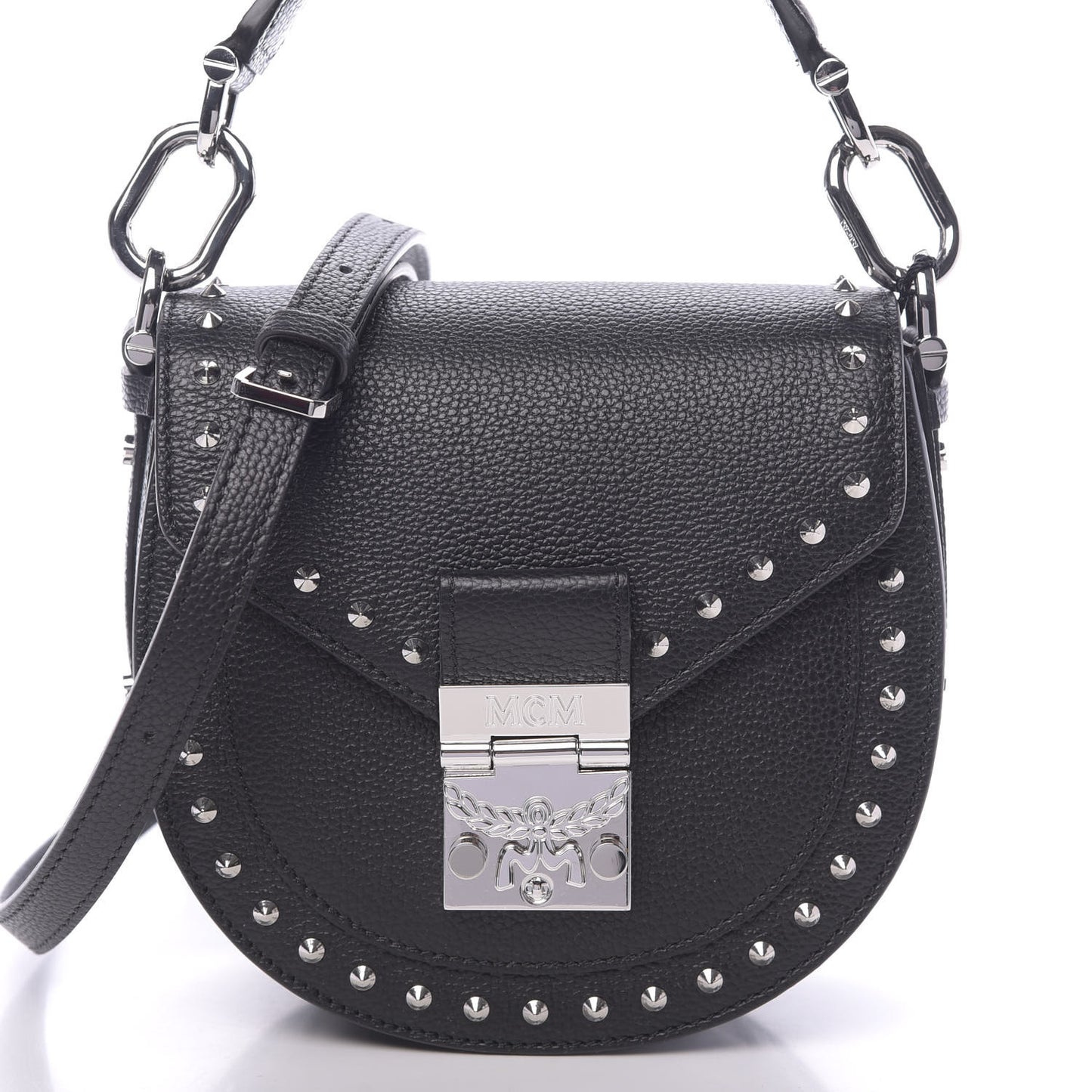 Calfskin Mini Patricia Studded Crossbody Bag Black