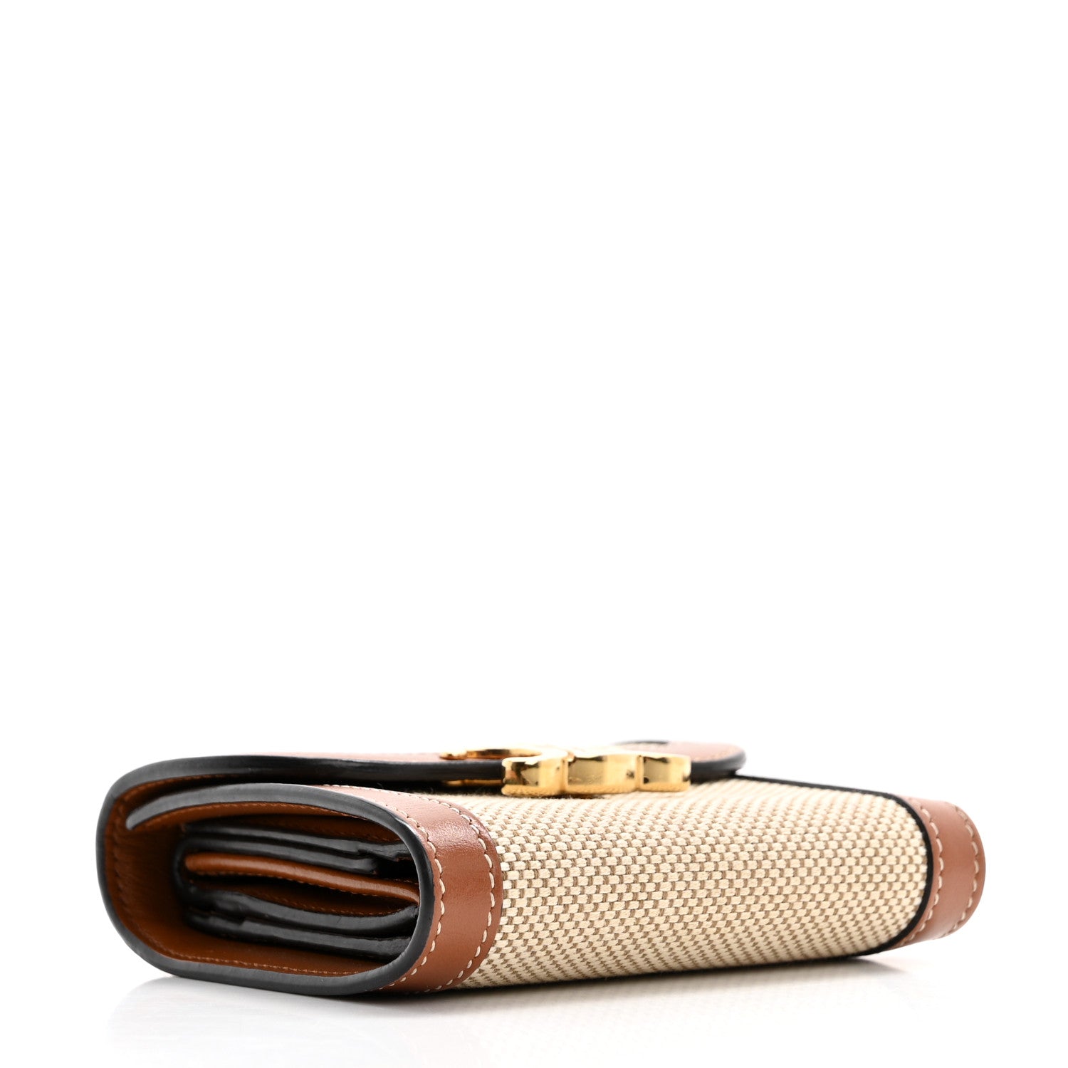 Celine Textile Calfskin Small Triomphe Wallet Natural Tan 4 of 13