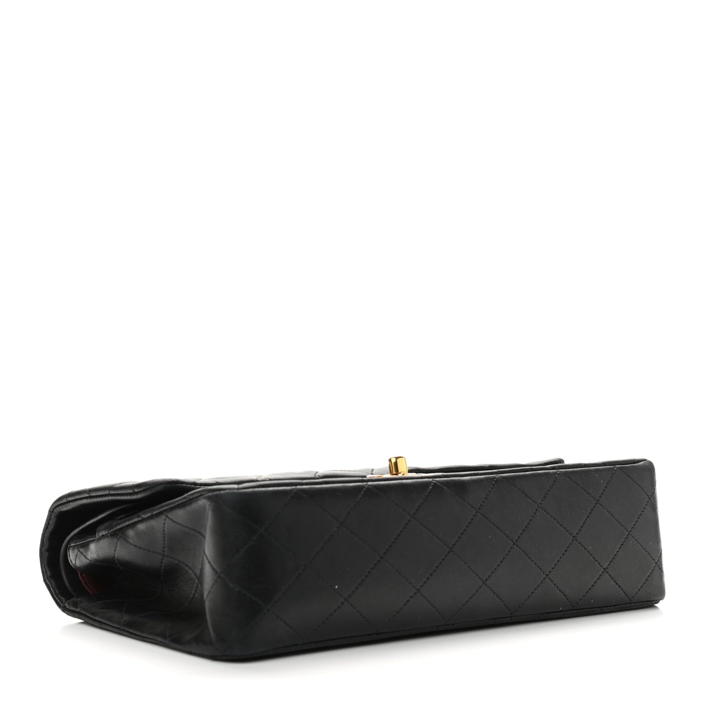 Lambskin Quilted Medium Double Flap Black