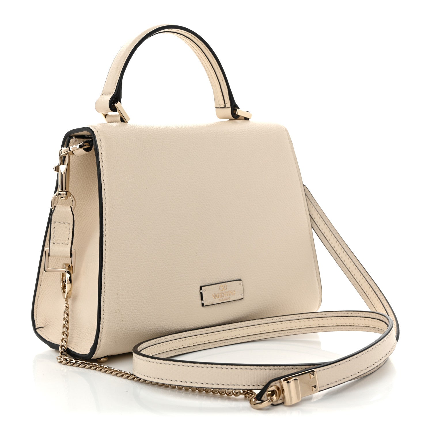 Valentino Garavani Grainy Calfskin Swarovski Crystal Embellished Small VSling Top Handle Bag Light Ivory 3 of 9