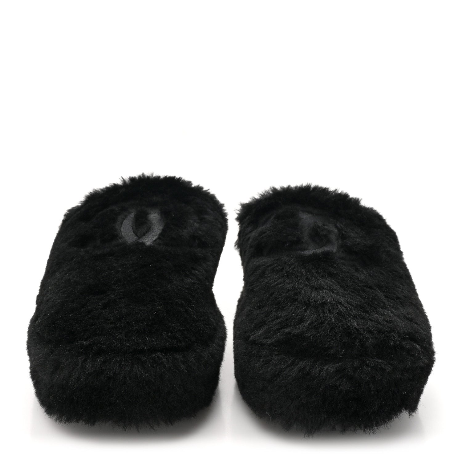 Chanel Shearling CC Flat Mules 38 Black 2 of 15