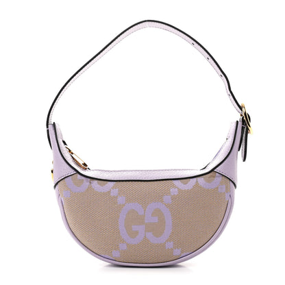 Gucci Monogram Jumbo GG Textured Dollar Calfskin Mini Ophidia Half Moon Hobo Beige Lapis 1 of 10
