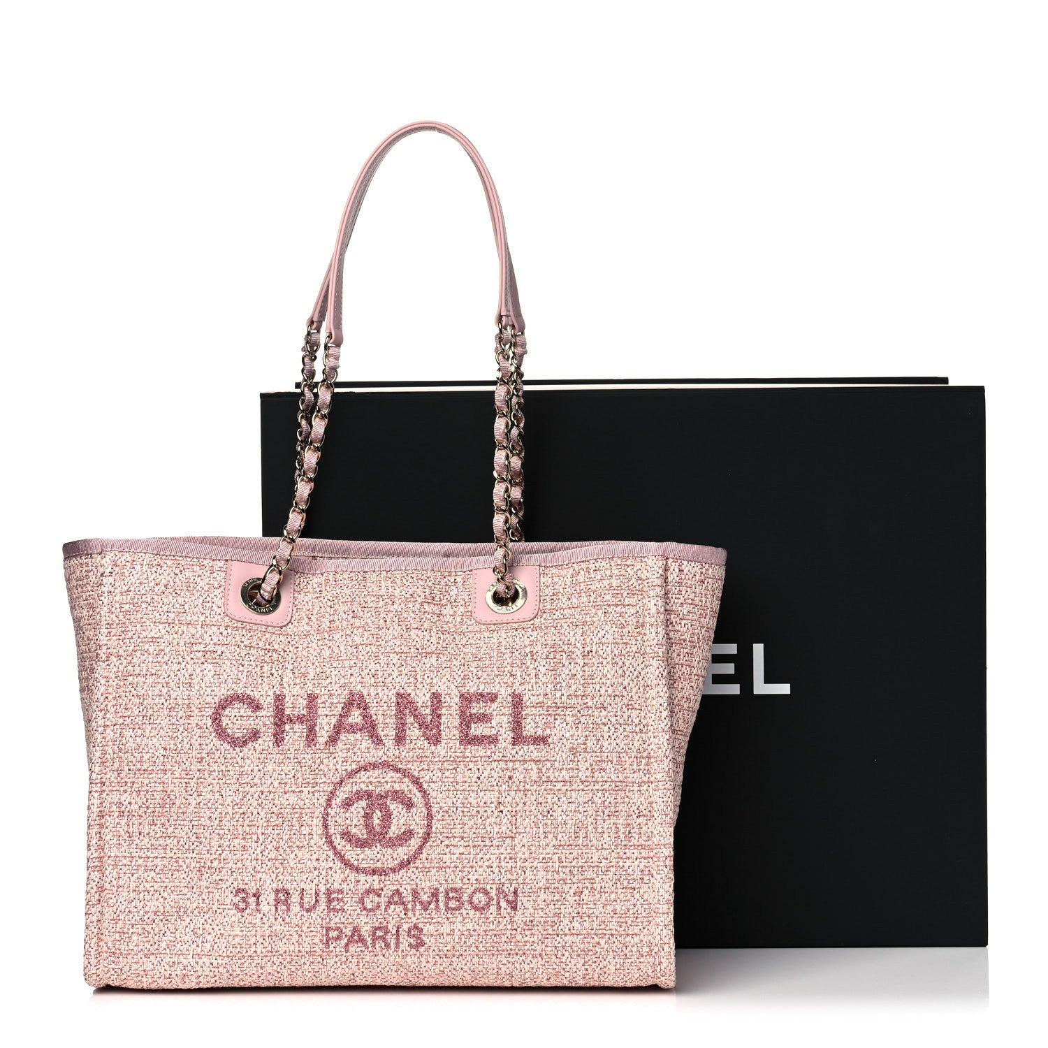 Chanel Lurex Boucle Small Deauville Tote Pink 11 of 11