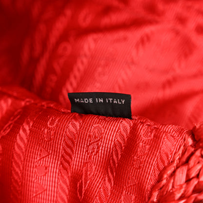 Prada Raffia Crochet Bi-Color Small Tote Naturale Rosso 6 of 13