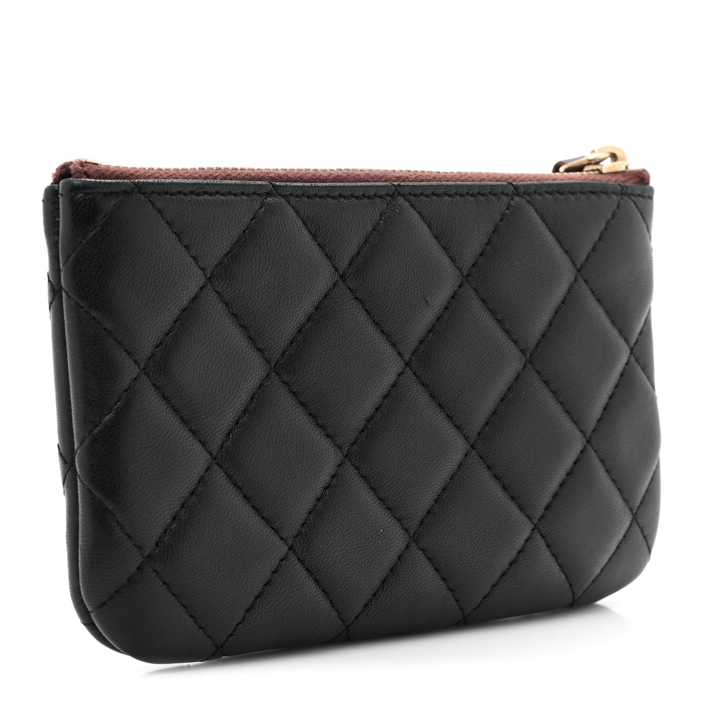 Lambskin Quilted Small Cosmetic Case Black
