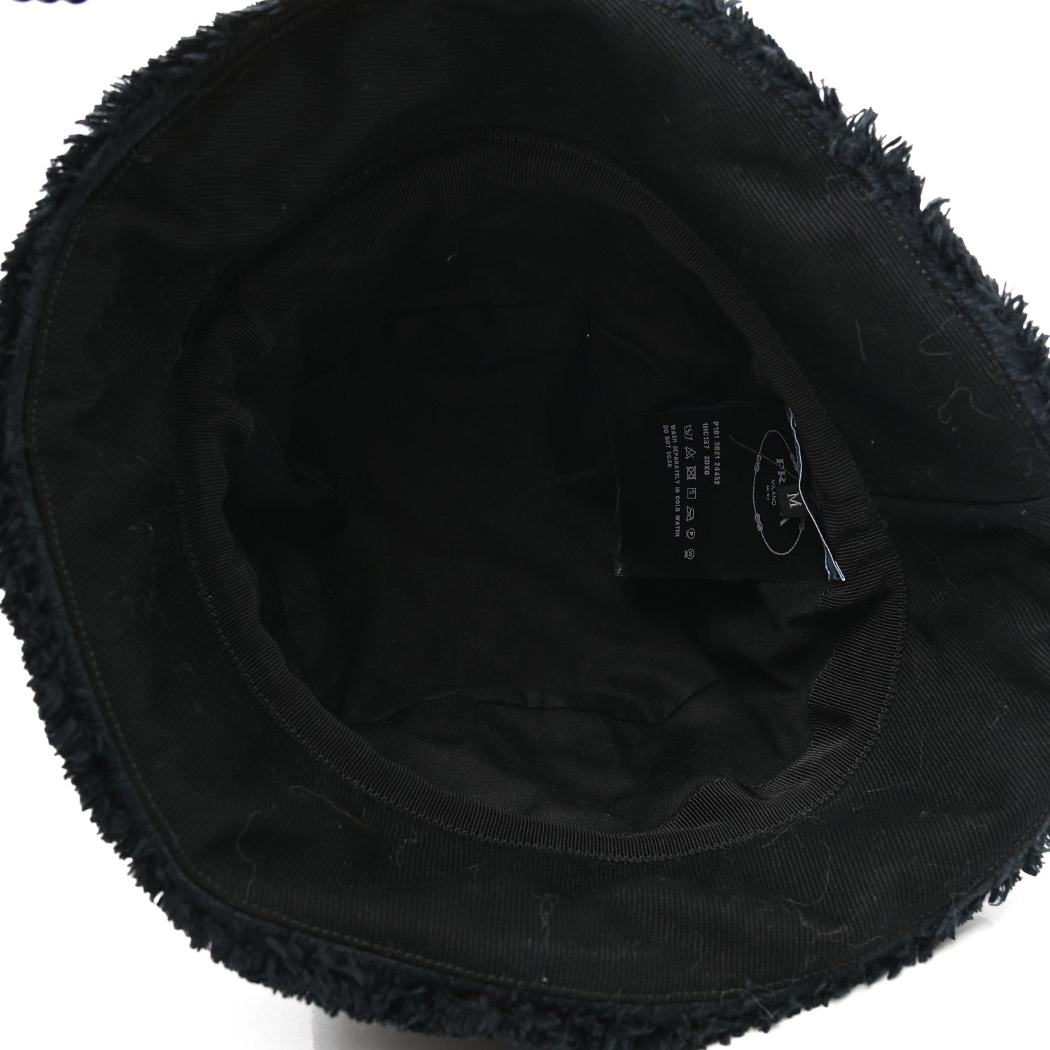 Prada Terry Cloth Logo Embroidered Womens Bucket Hat M Black White 7 of 8