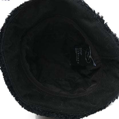 Prada Terry Cloth Logo Embroidered Womens Bucket Hat M Black White 7 of 8