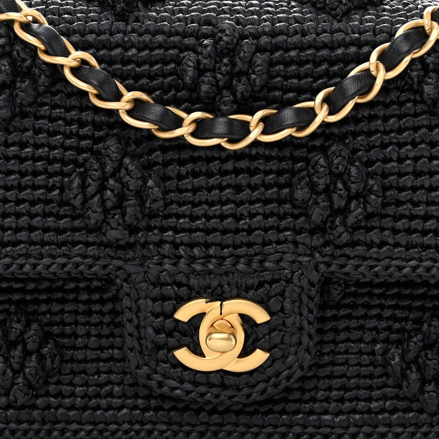 Raffia Dolce Raffia Flap Bag Black