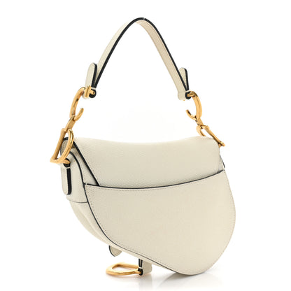 Christian Dior Grained Calfskin Mini Saddle Bag White 3 of 11