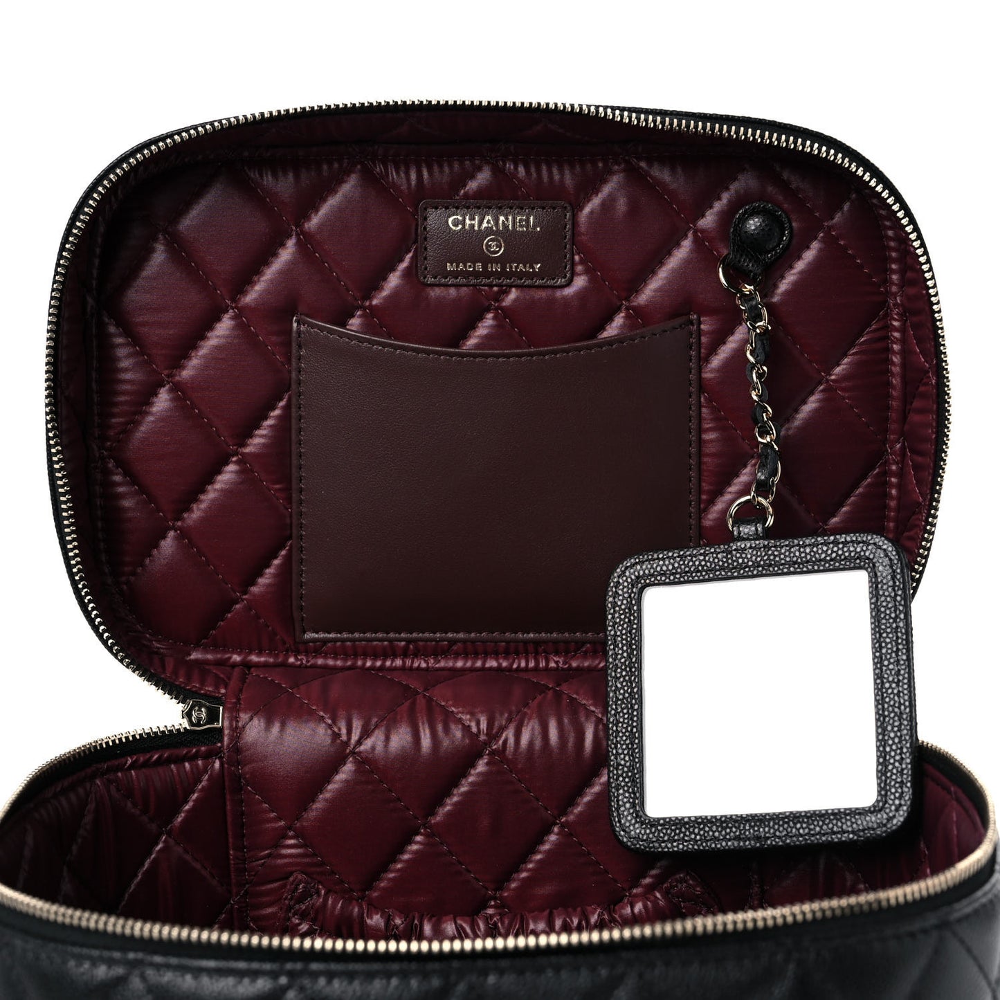 Caviar Quilted Large Vanity Pouch Black