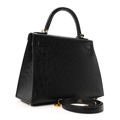Hermes Ostrich Kelly Sellier 28 Black 3 of 10