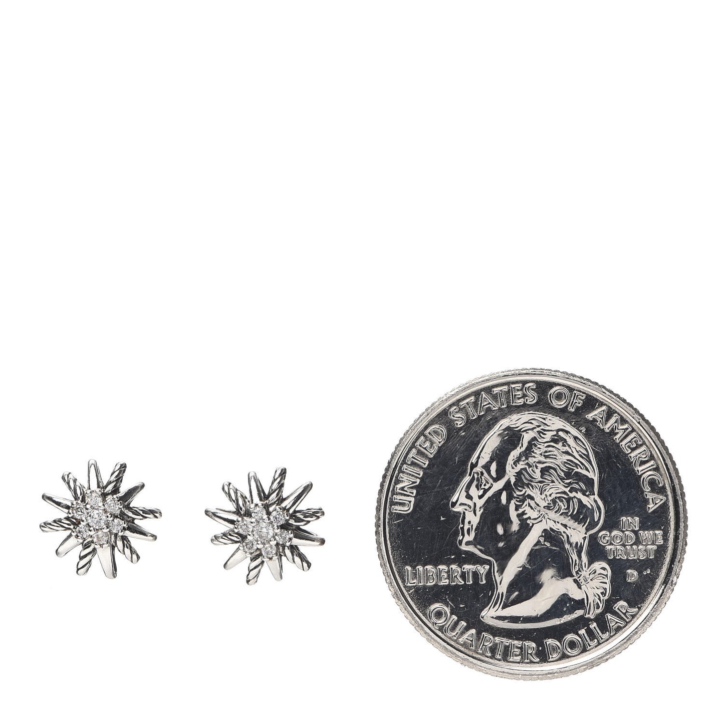 Sterling Silver Diamond 10mm Starburst Earrings