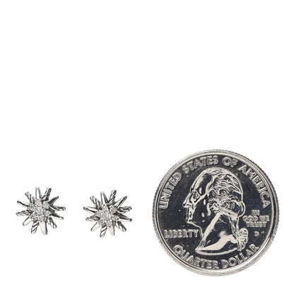 David Yurman Sterling Silver Diamond 10mm Starburst Earrings 2 of 4