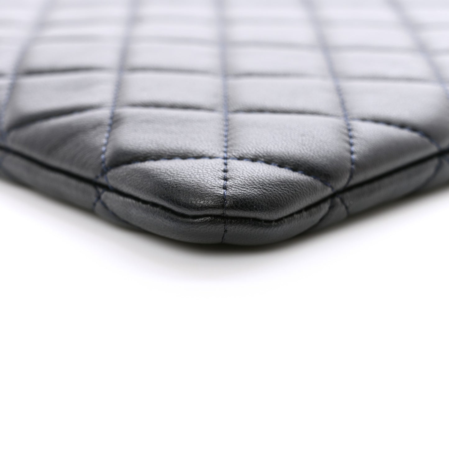 Lambskin Quilted Medium Cosmetic Case Navy Blue