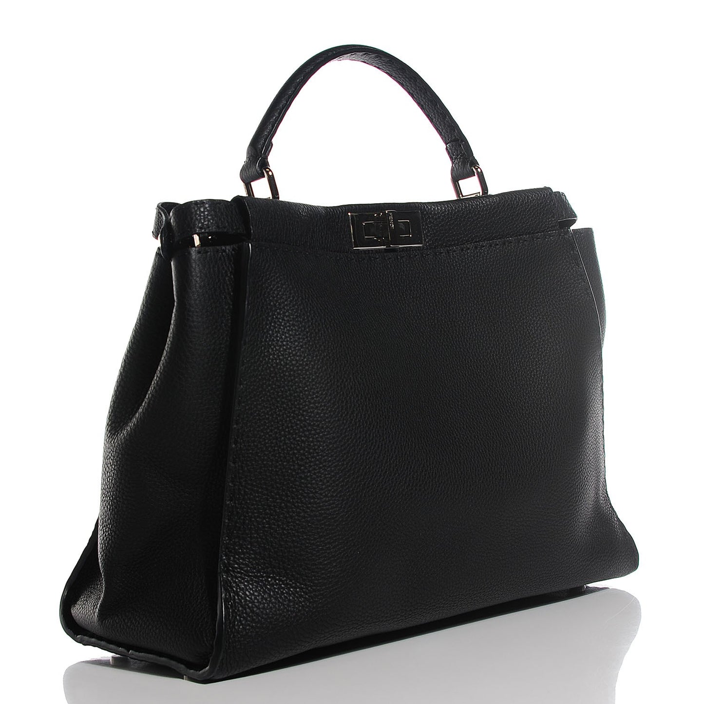 Cuoio Romano Selleria Bi-Color Large Peekaboo Iconic Satchel Black Mou