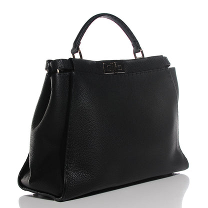 Fendi Cuoio Romano Selleria Bi-Color Large Peekaboo Iconic Satchel Black Mou 13 of 20