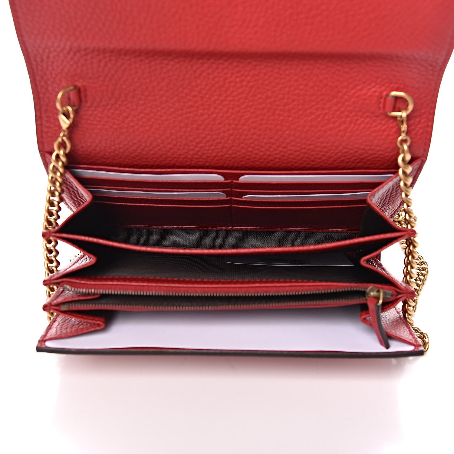 Gucci Calfskin GG Marmont Chain Wallet Vulcanic Red 5 of 10