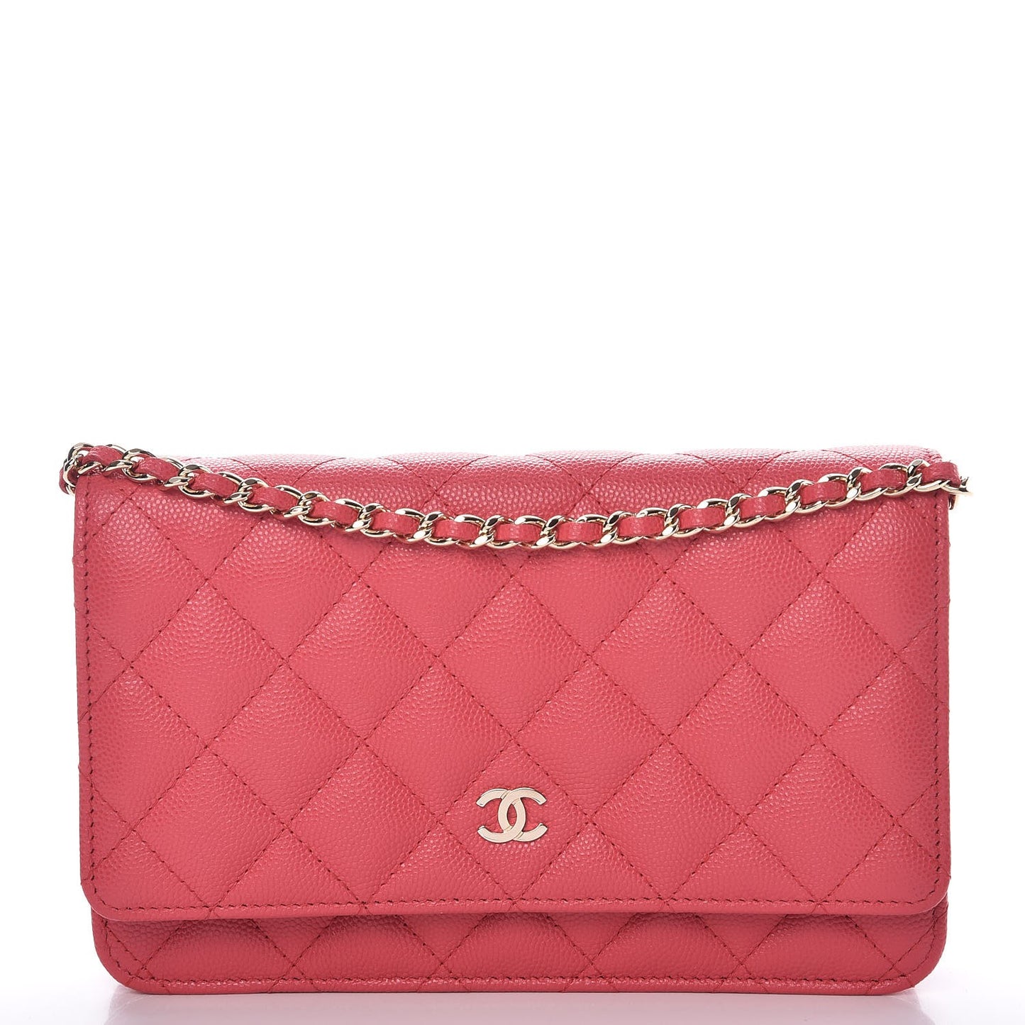 Caviar Quilted Wallet On Chain WOC Dark Pink
