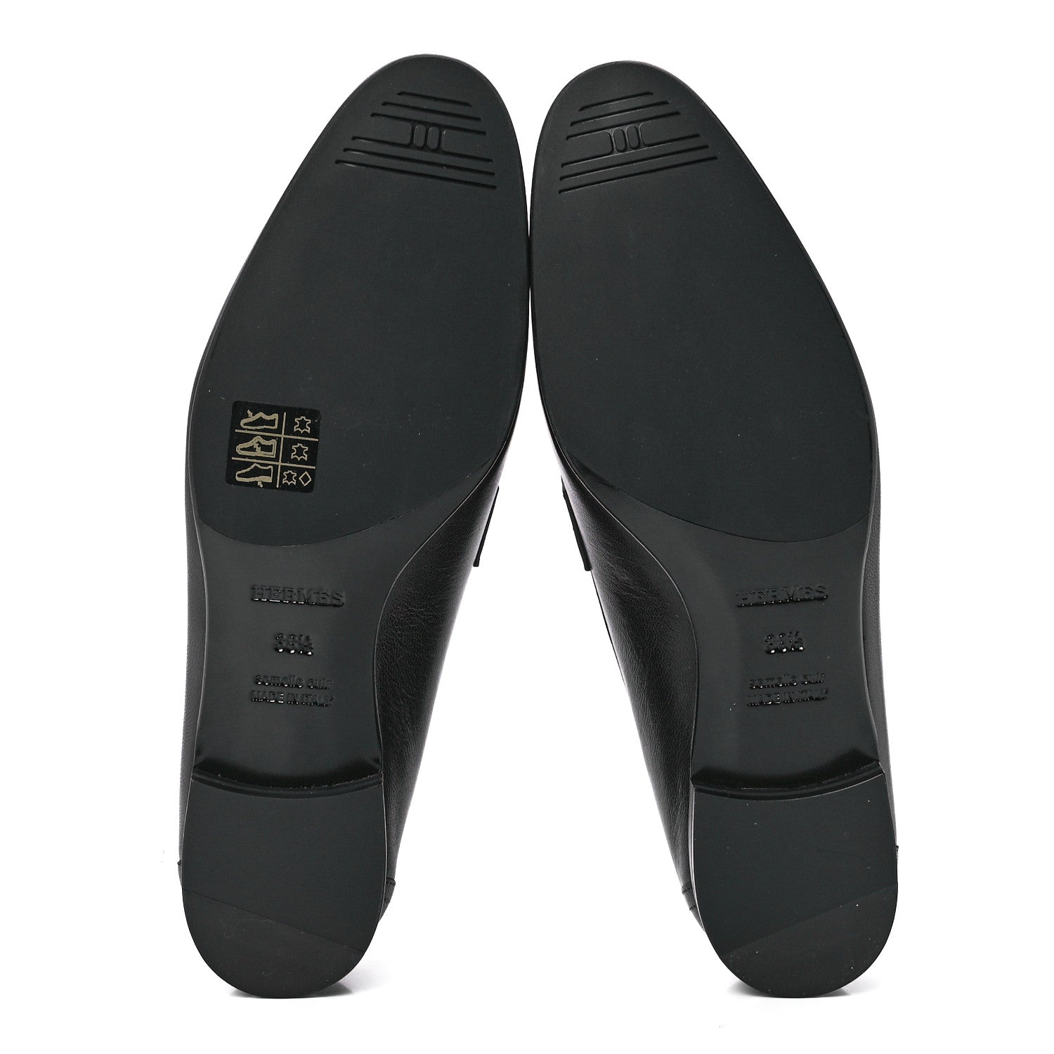 Hermes Goatskin Womens Paris Loafers 38.5 Black 5 of 9