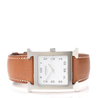 Hermes Stainless Steel Barenia 30.5mm Heure H Hour Quartz Watch Fauve 2 of 5