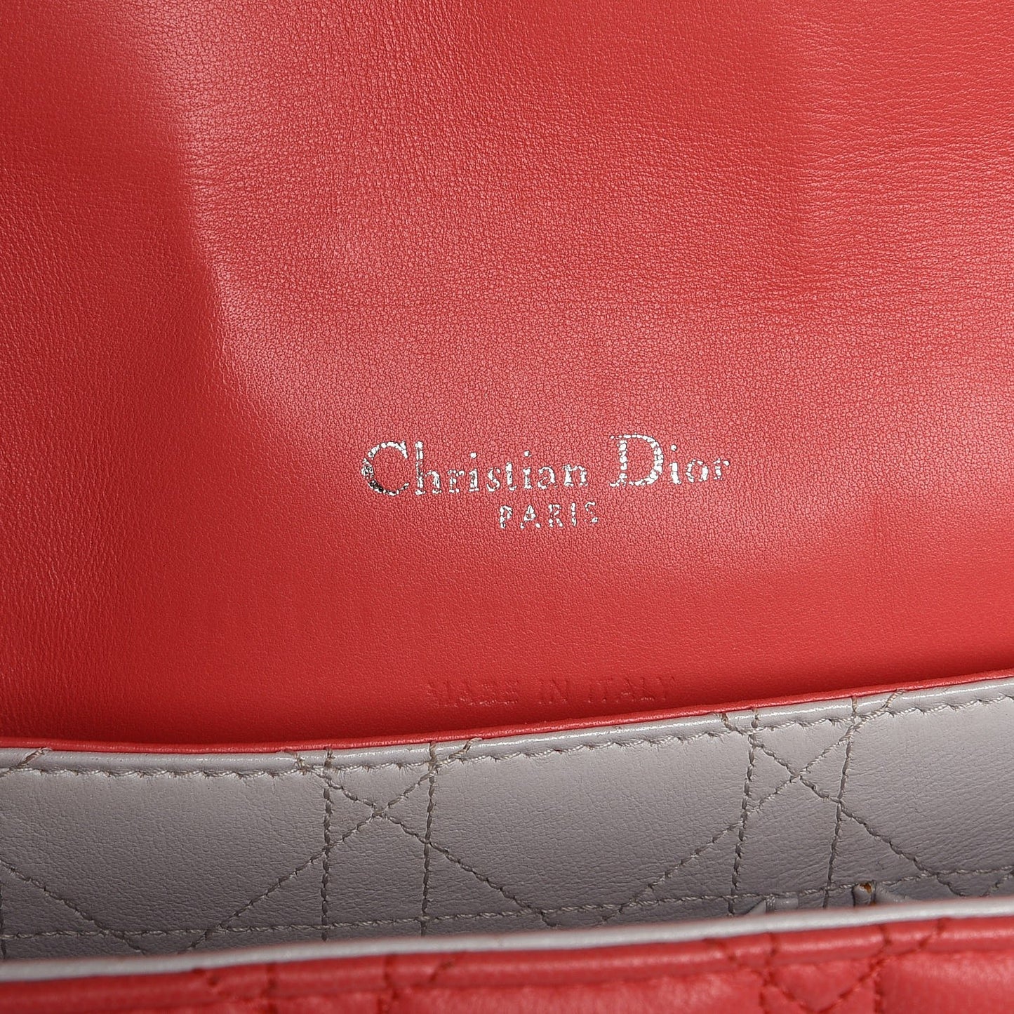 Lambskin Cannage Large Miss Dior Flap Coral