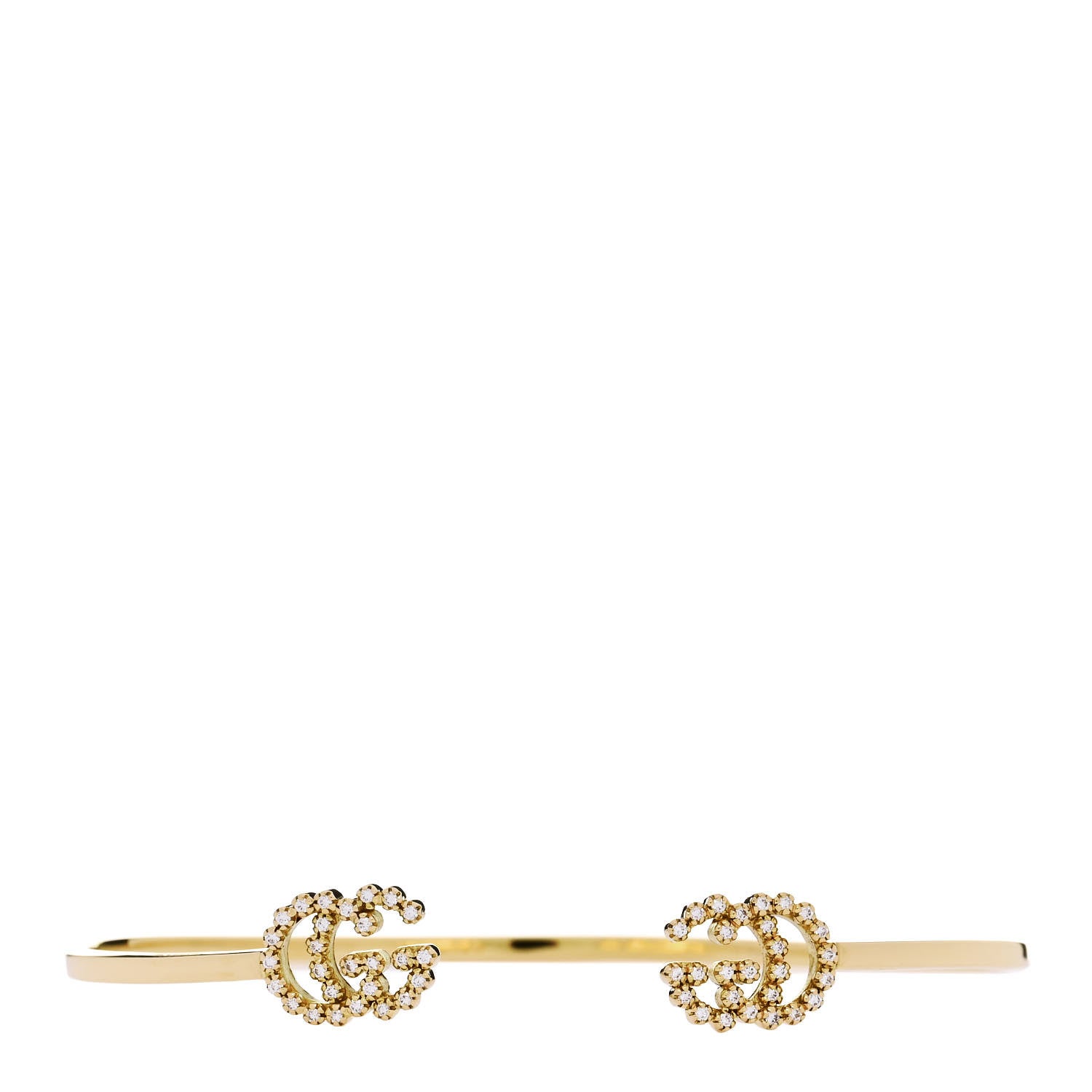 Gucci 18K Yellow Gold Diamond GG Running Cuff Bracelet 1 of 5