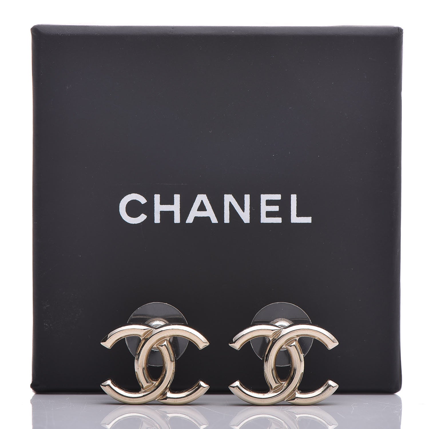 Chanel Metal CC Stud Earrings Gold 7 of 7