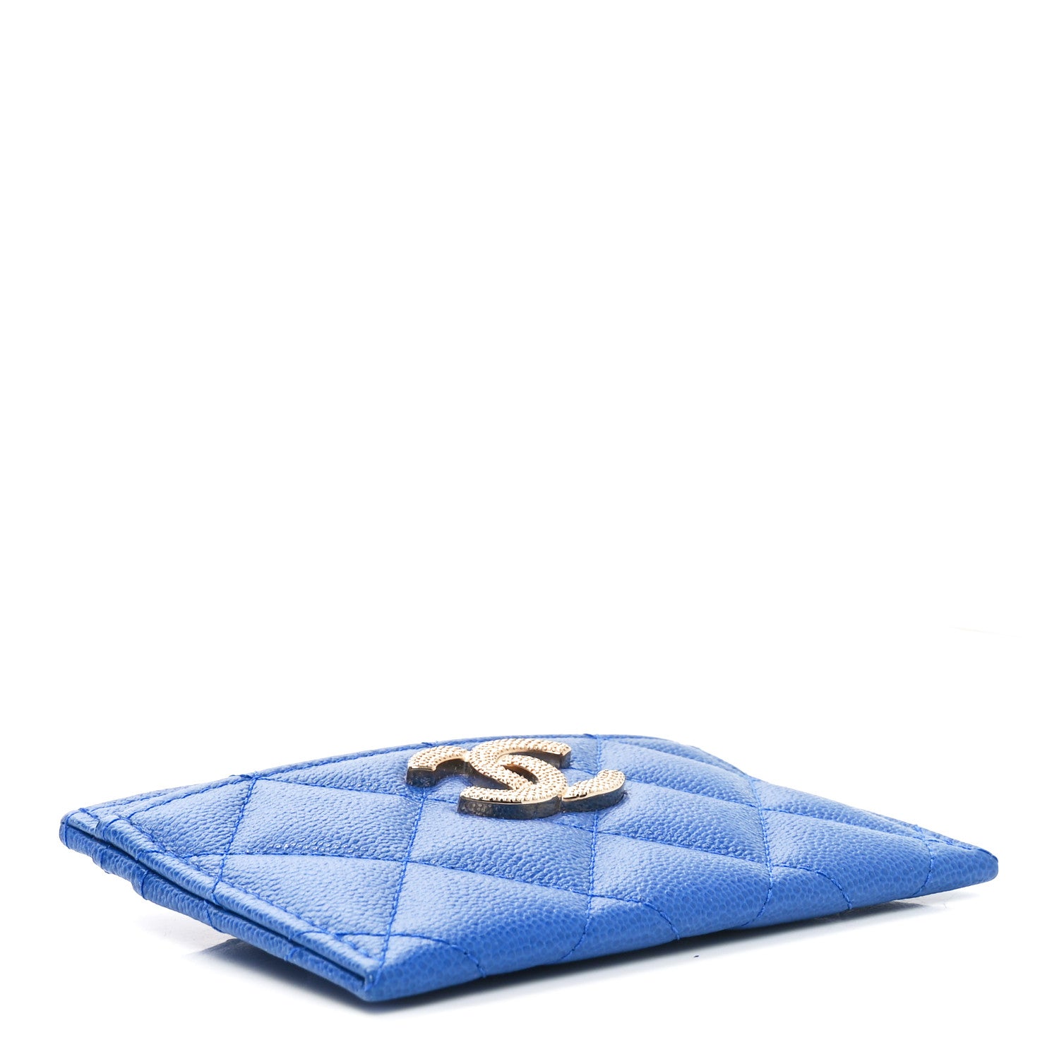 Chanel Caviar Quilted Studded CC Card Holder Dark Blue 3 of 8