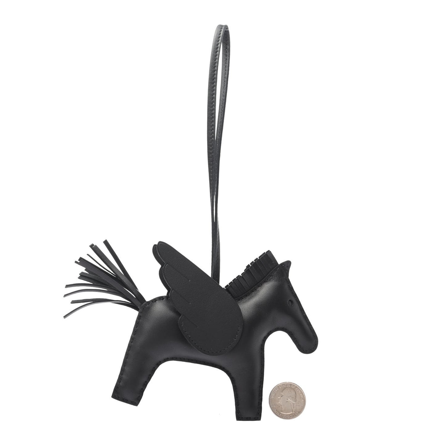 Milo Lambskin Grigri Rodeo Pegase Horse Bag Charm MM So Black