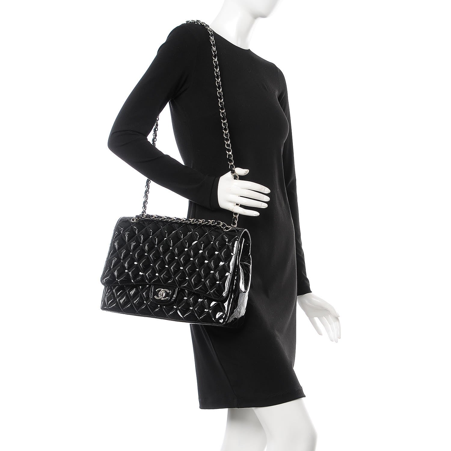 Chanel Patent Quilted Maxi Single Flap Black 2 of 10