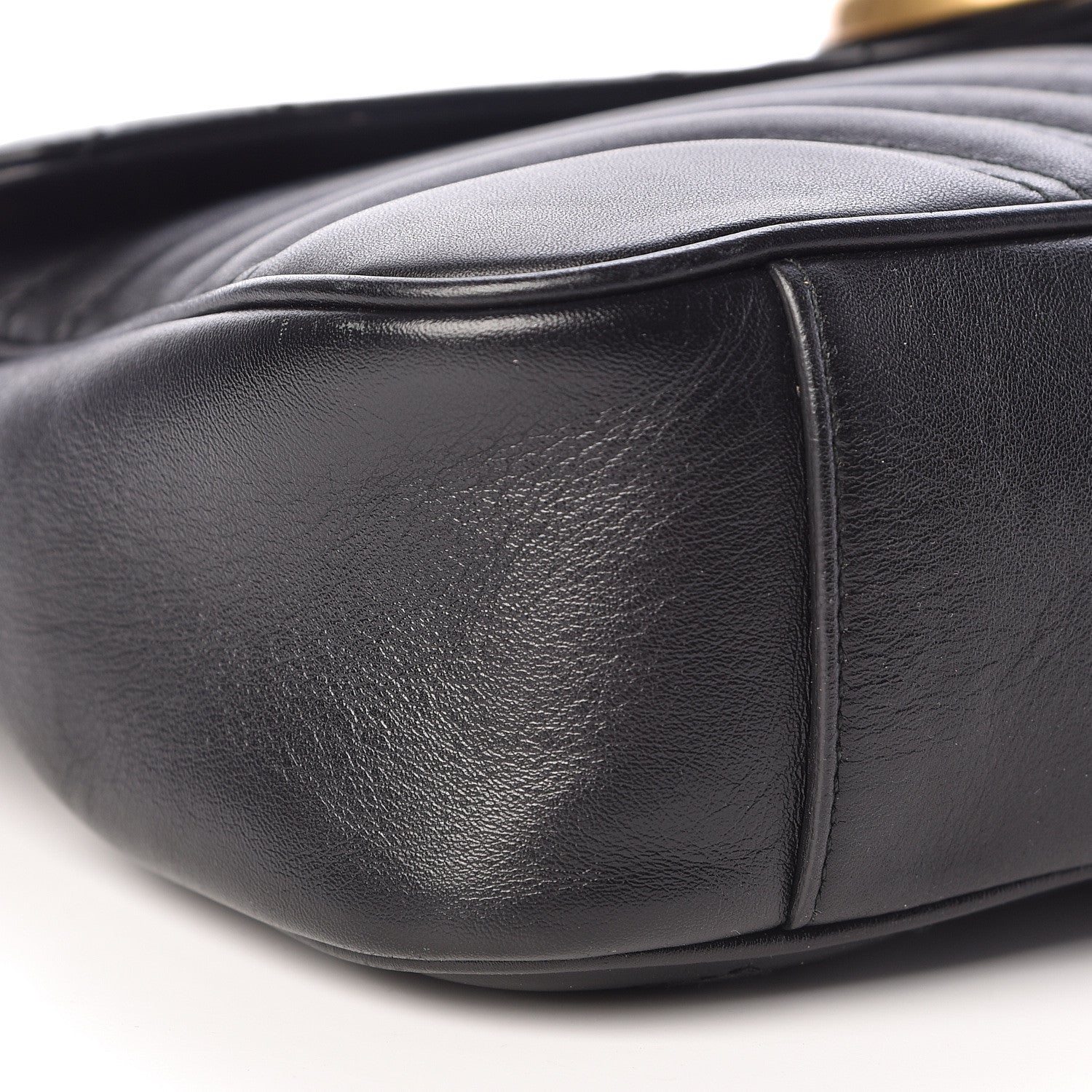 Gucci Calfskin Matelasse Medium GG Marmont Shoulder Bag Black 9 of 11