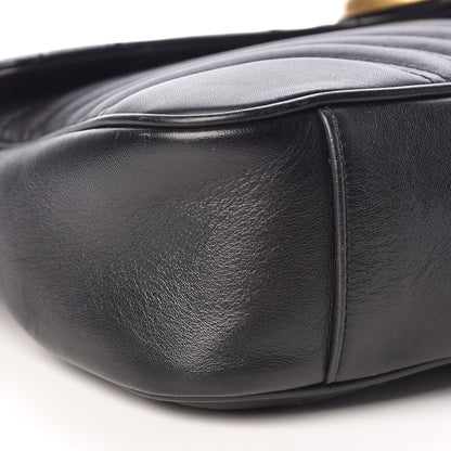 Gucci Calfskin Matelasse Medium GG Marmont Shoulder Bag Black 9 of 11