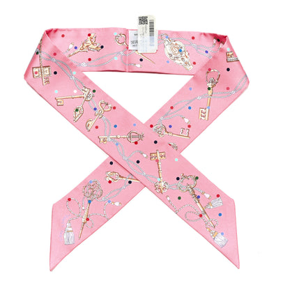 Hermes Silk Les Cles A Pois Twilly Rose Beige Multicolor 1 of 5