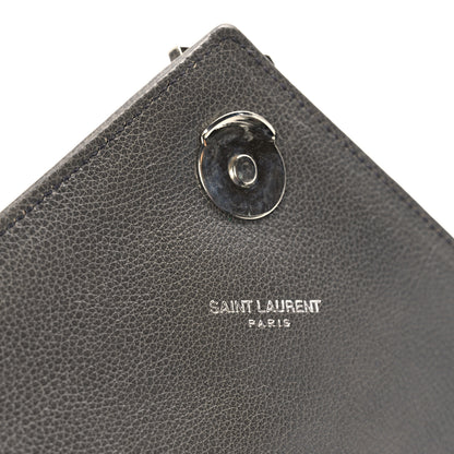 Saint Laurent Grained Calfskin Matelasse Chevron Monogram Medium College Bag Grey 7 of 12