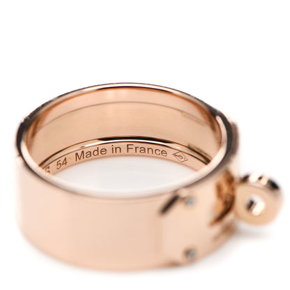 Hermes 18K Rose Gold Diamond GM Kelly Ring 54 6.75 6 of 7