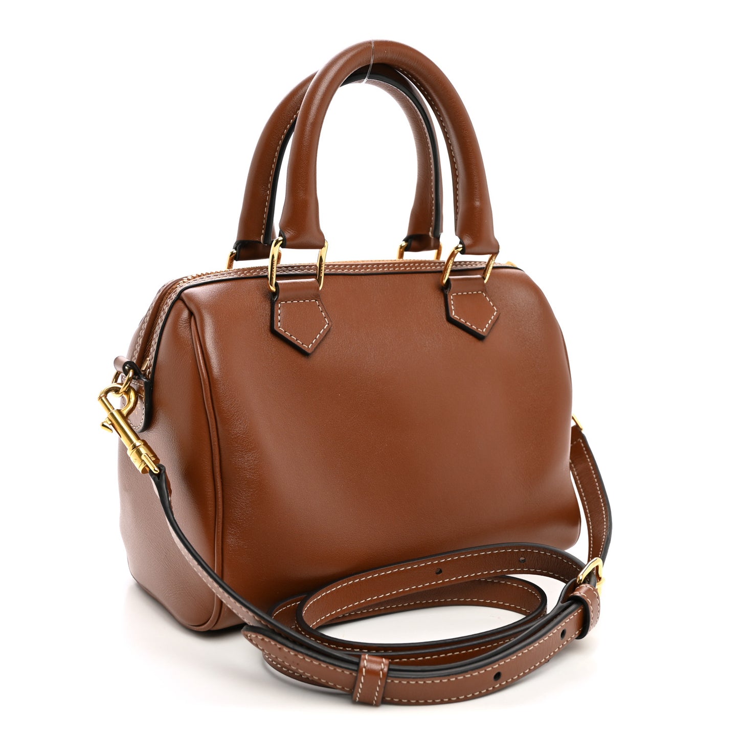 Smooth Calfskin Triomphe Small Boston Bag Tan