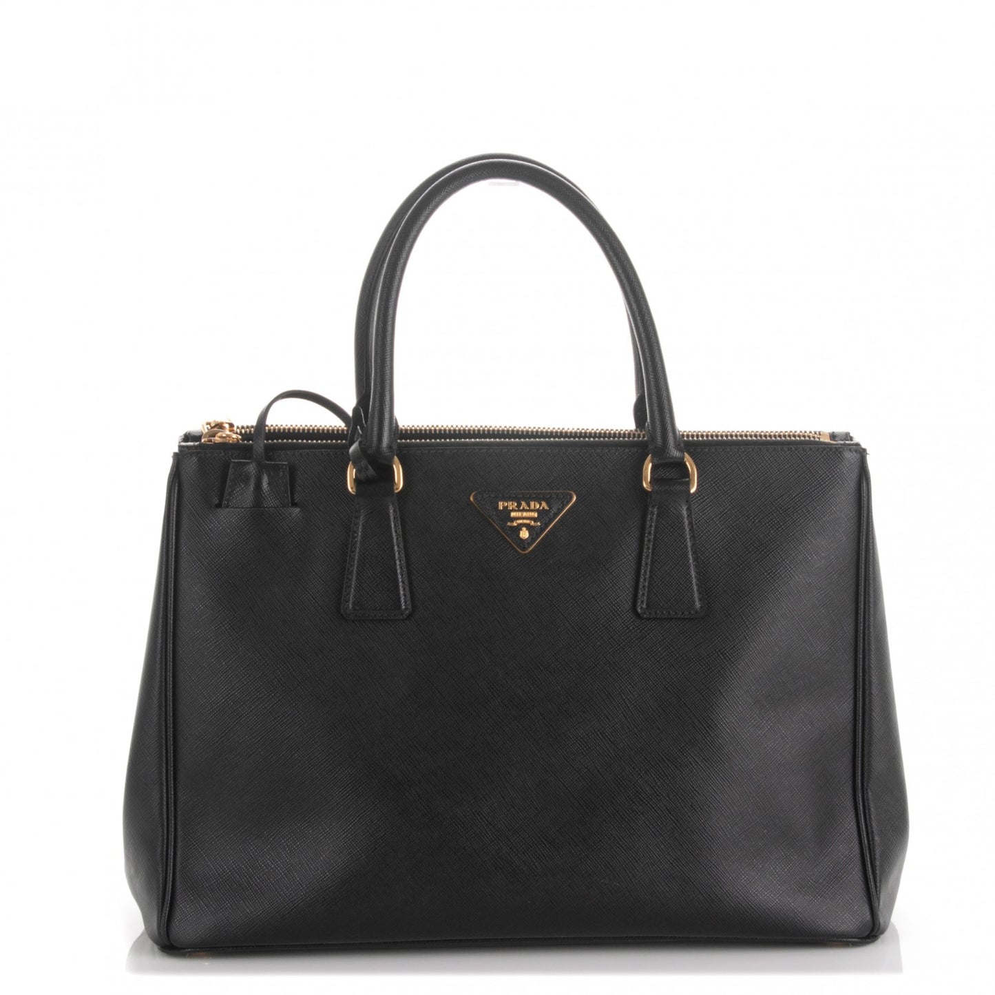 Saffiano Medium Galleria Double Zip Tote Black