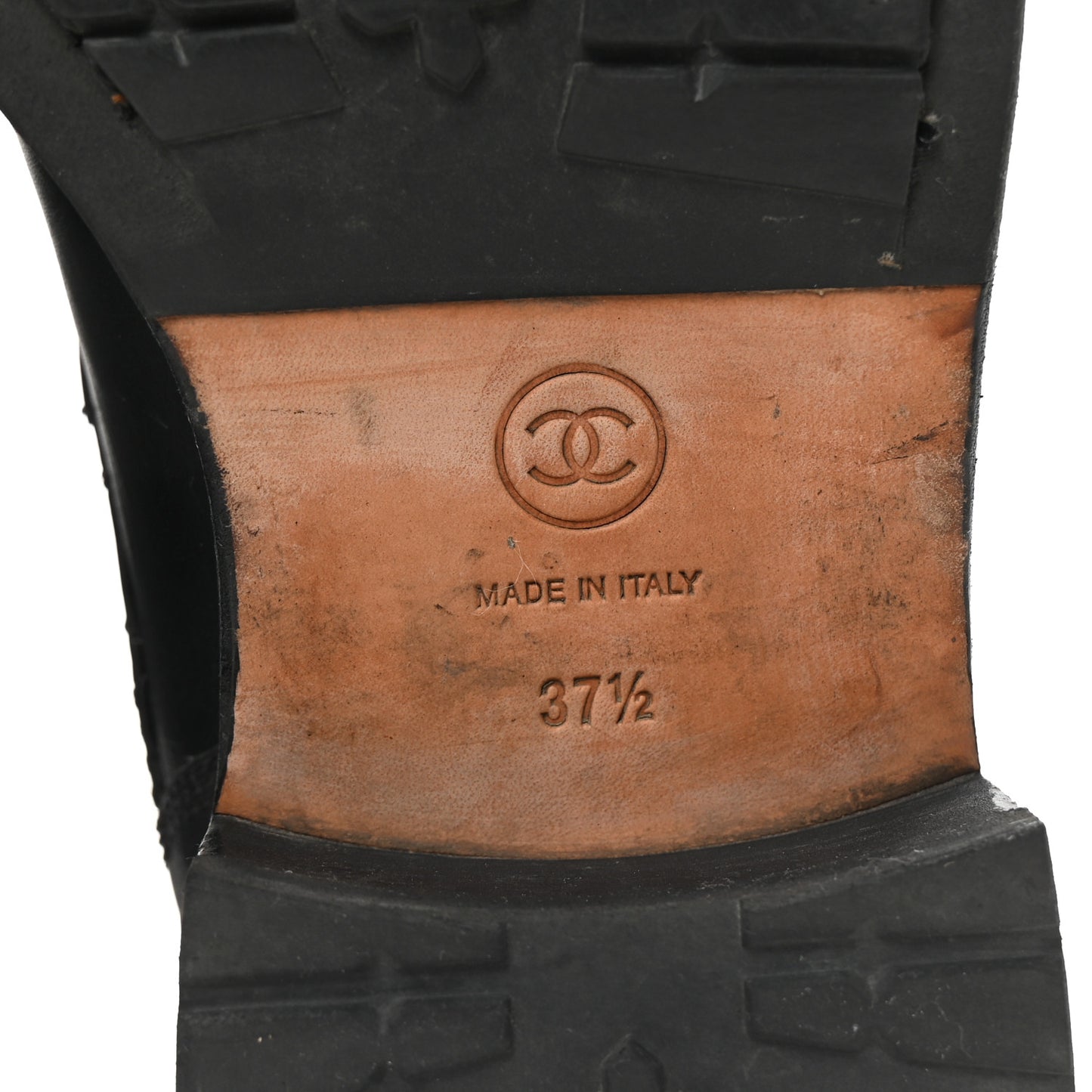 Calfskin Quilted Lace Up Combat Boots 37.5 Black