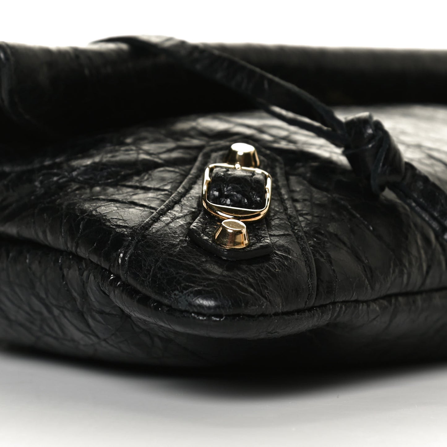 Agneau Classic Gold Hardware Mini Envelope Strap Clutch Black