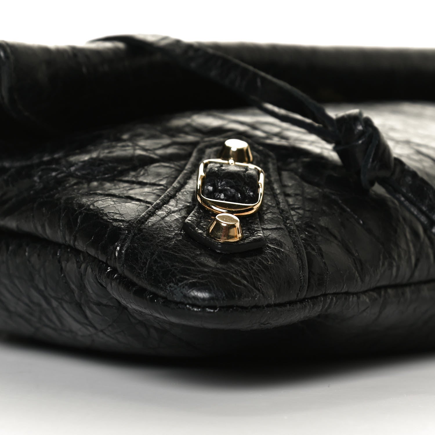 Balenciaga Agneau Classic Gold Hardware Mini Envelope Strap Clutch Black 9 of 12