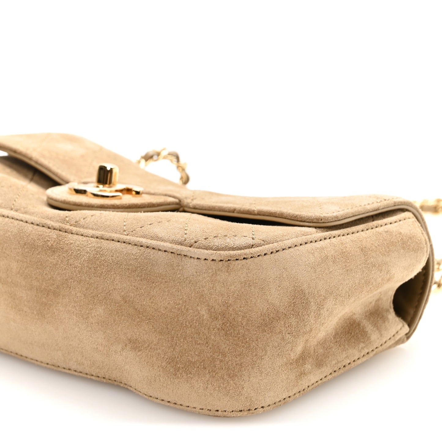 Suede Calfskin Mini Souplissimo Flap Dark Beige