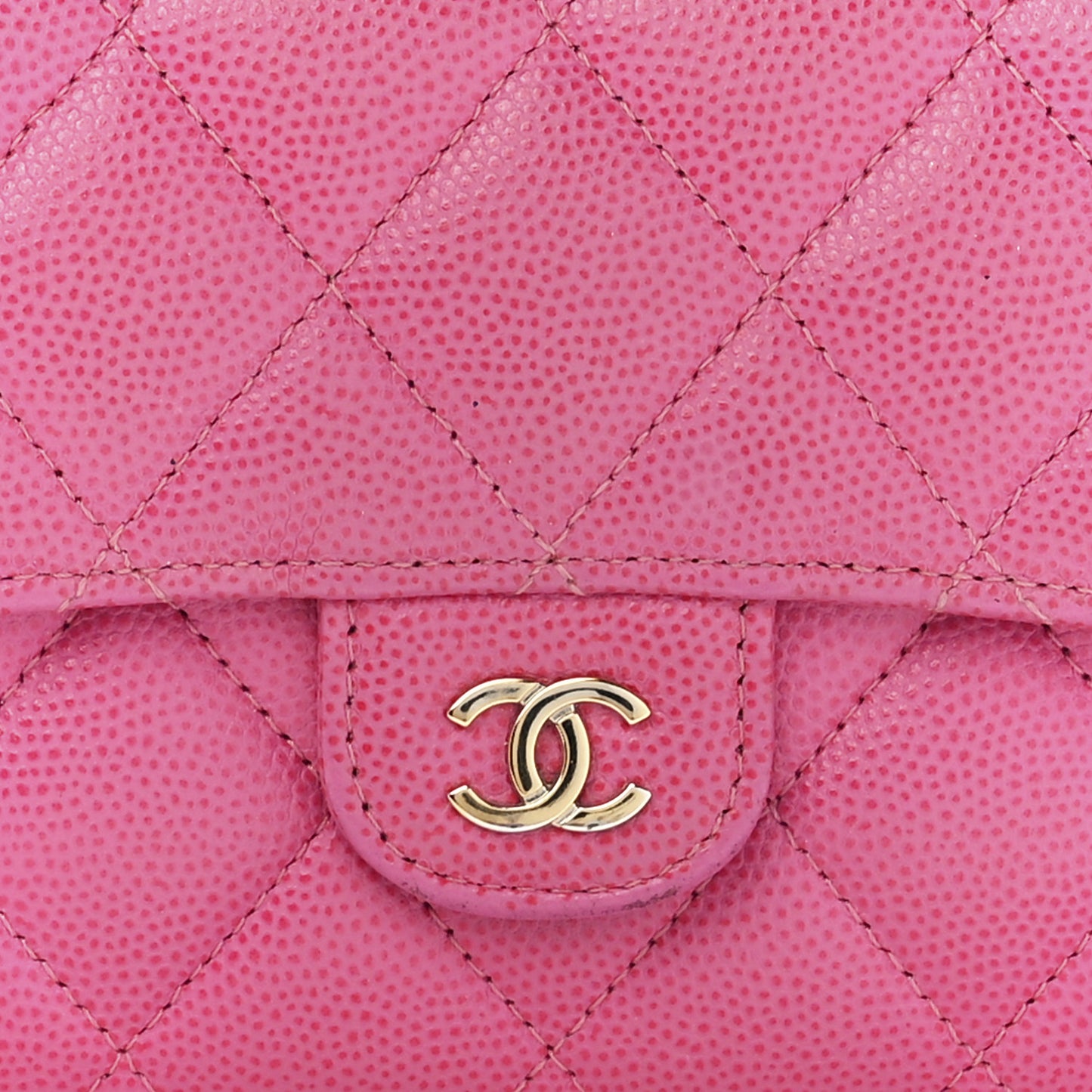 Caviar Quilted Large Gusset Flap Wallet Pink