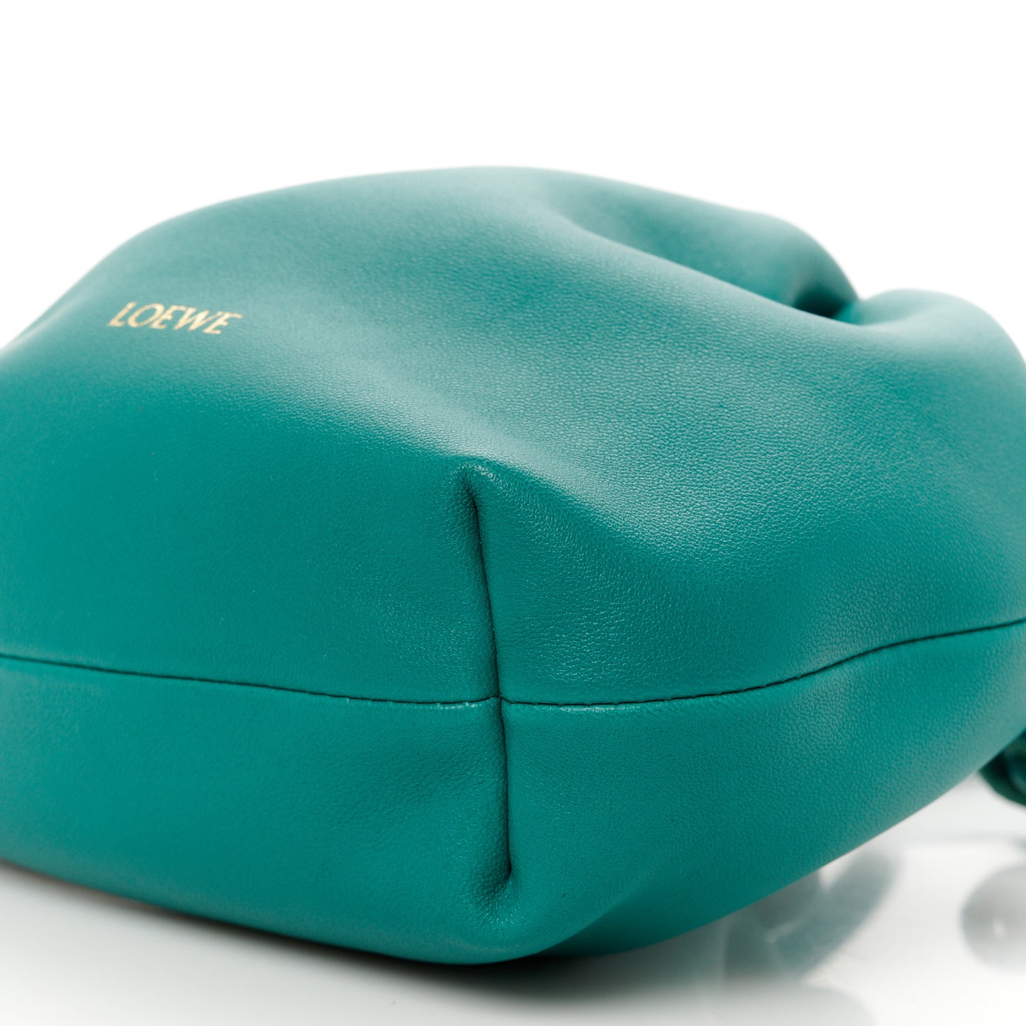 Mellow Nappa Lambskin Jade Mini Flamenco Knot Clutch Emerald Green