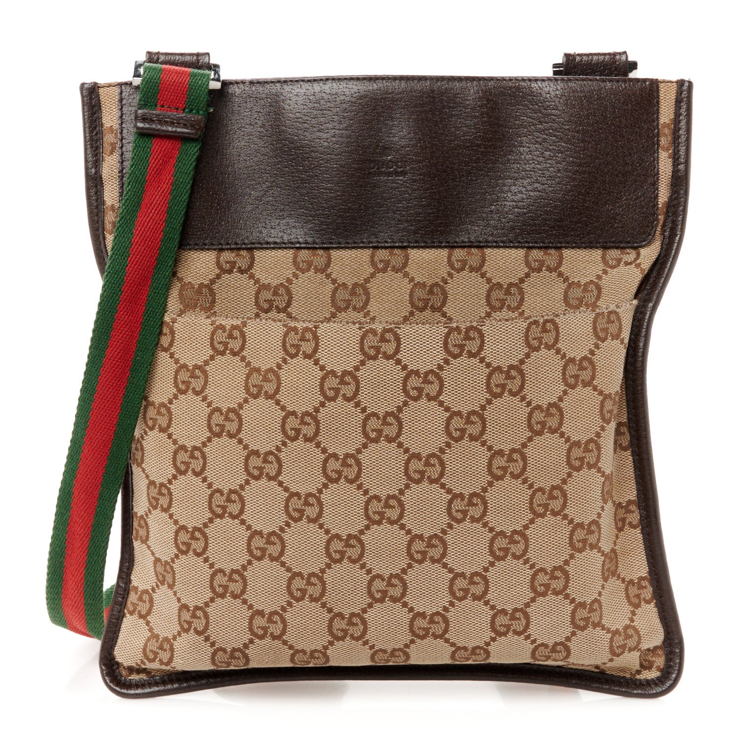 Gucci GG Monogram Web Messenger Crossbody Bag Dark Brown 1 of 11