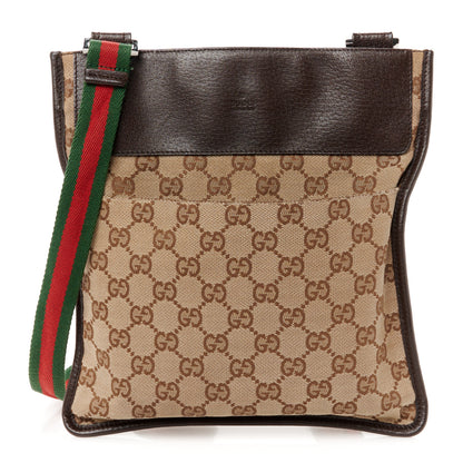 Gucci GG Monogram Web Messenger Crossbody Bag Dark Brown 1 of 11
