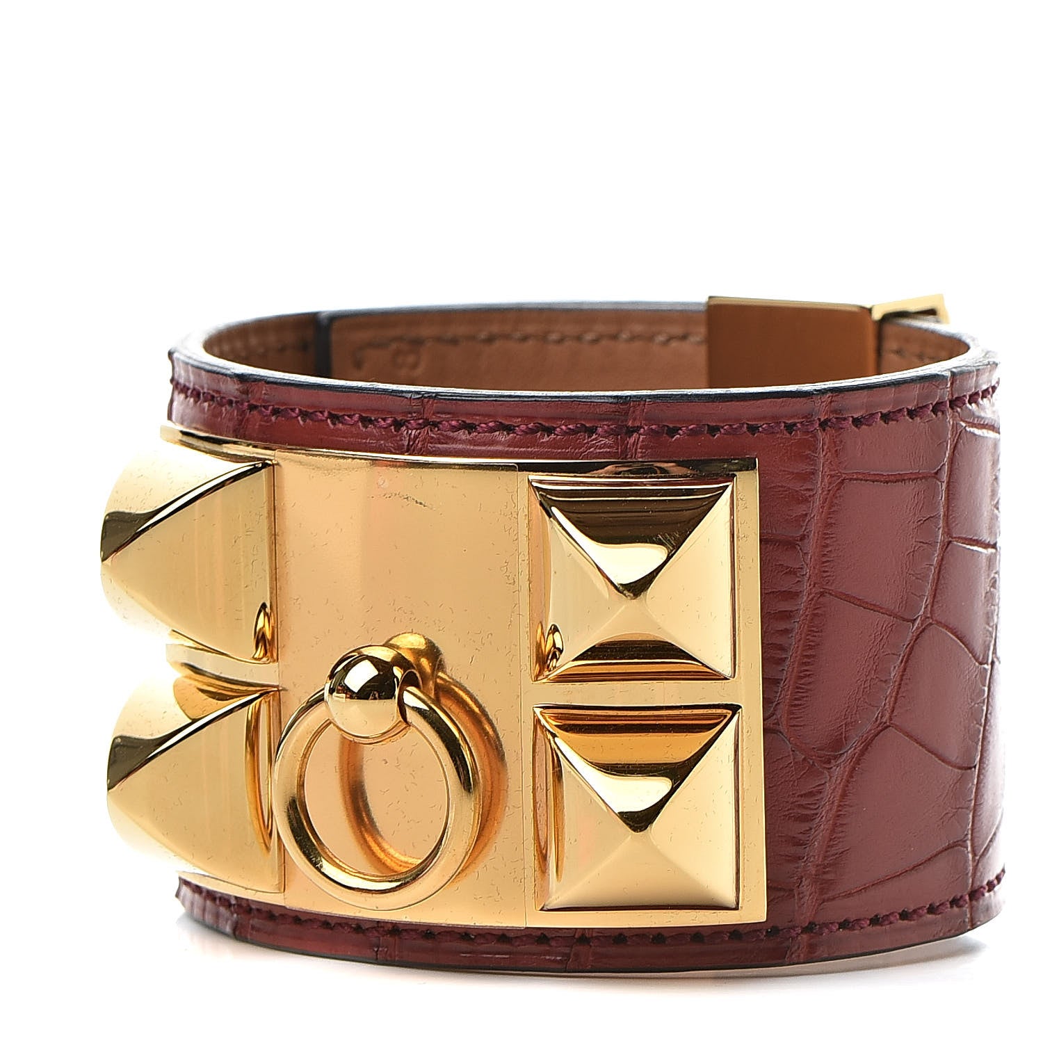 Hermes Matte Alligator Collier De Chien CDC Bracelet S Rouge H 1 of 7