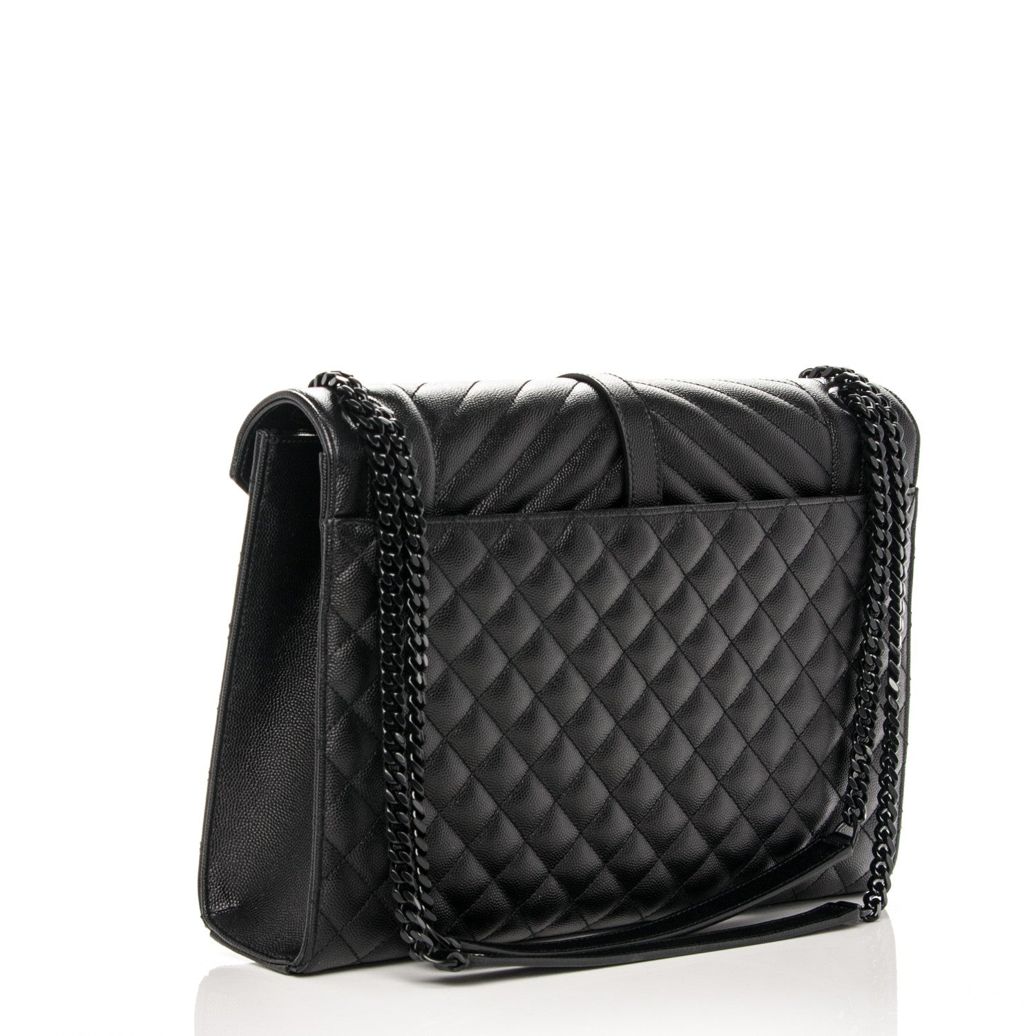 Saint Laurent Grain De Poudre Textured Mixed Matelasse Large Triquilt Monogram Satchel Black 3 of 8