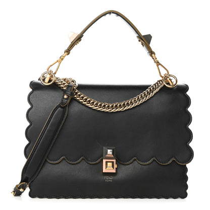 Fendi Vitello Liberty Scalloped Studded Kan I Shoulder Bag Black 1 of 10